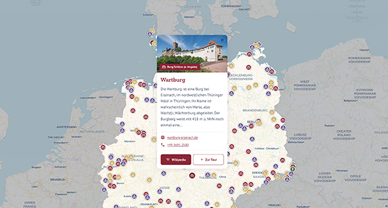Geöffnete Ortsinfo mit Foto und Wikipedia-Auszug